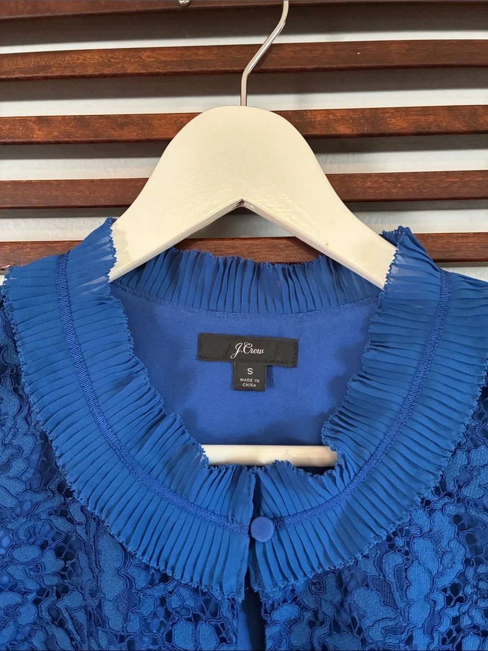 🎉NEW LISTING!🎉J. Crew Royal Blue Lace Sleeveless Top with Pleated Collar
